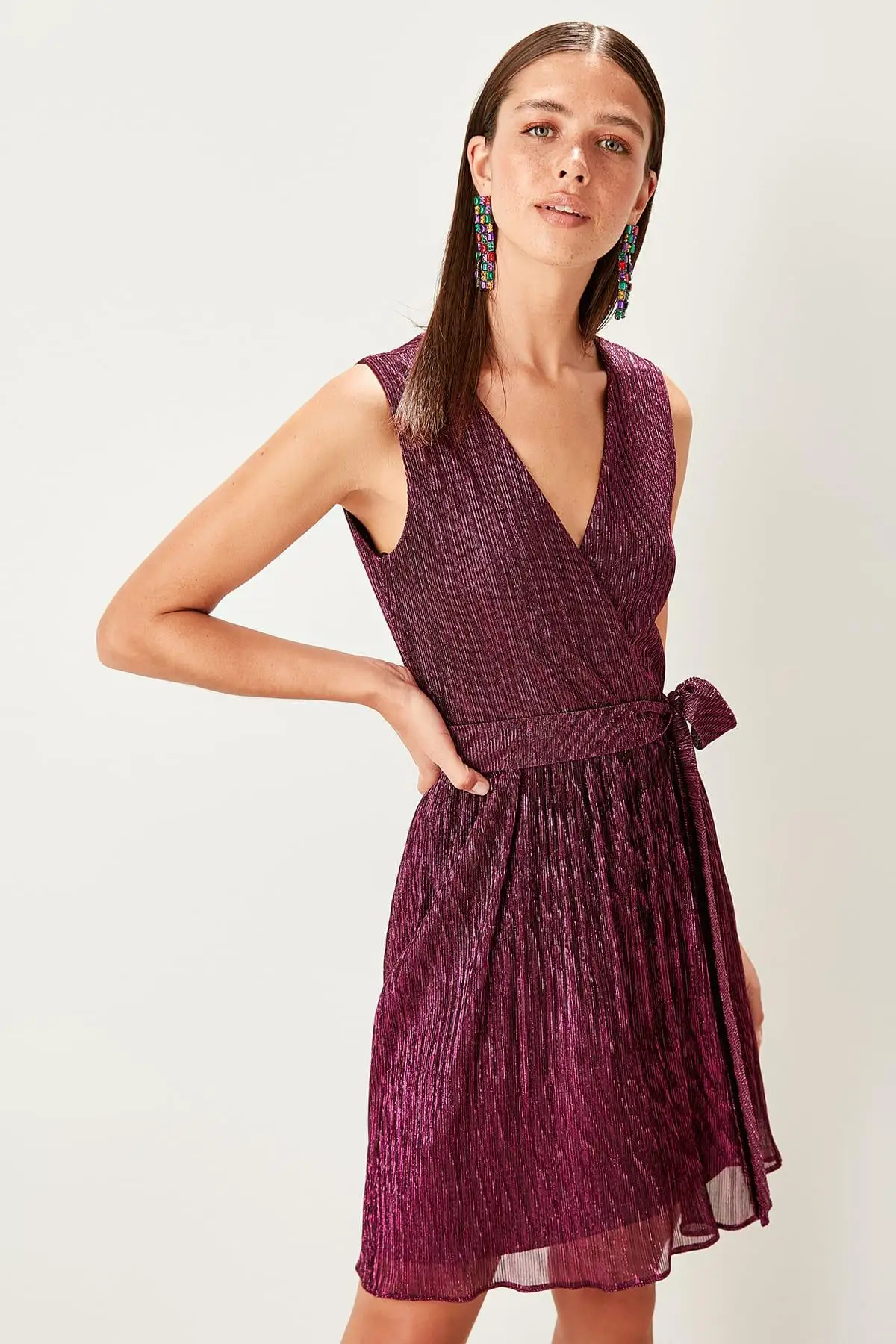 

Trendyol Fuchsia Skirt Flounces Dress TPRSS19UT0058