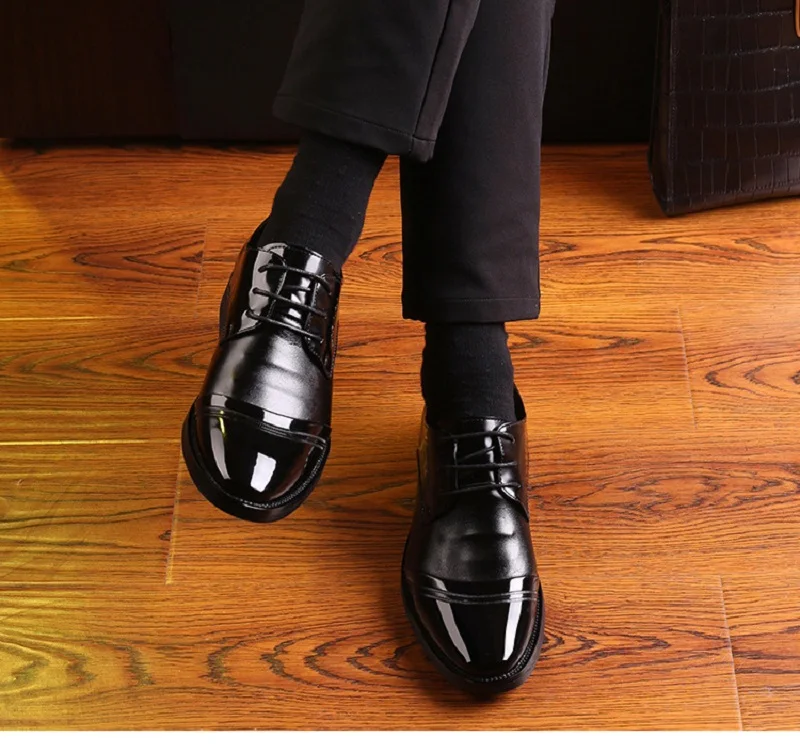 New Spring Autumn Man Dress Shoes Point Toe Leather Breathable Lace Up Business Wedding Italian Leather Oxford Shoes for Men (7)