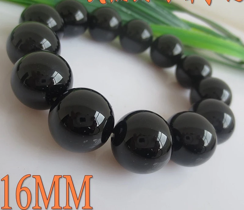 MOROW Unisex New Natural Black Agates Beads Round Jewel Bracelets Fashion Elastic Rope Charm Bracelet for Women Men Gift Jewelry (7)