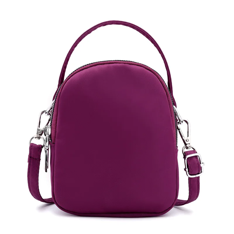 Маленькая женская сумка через плечо на молнии для мобильного телефона, спортивная сумка через плечо, маленькая сумочка на запястье, подарок для девочки, USB отверстие - Цвет: Фиолетовый