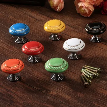 DRELD 1PC Cabinet Knobs Ceramic Furniture Handles Door Drawer Cupboard Wardrobe Kitchen Knob Pull Handle Furniture Hardware