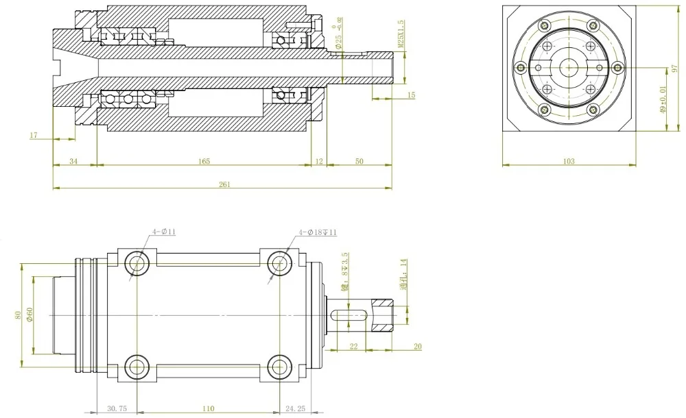 Морзе 3 MT3 MS3 конический Патрон Max.5000~ 6000Rpm1500W 1.5KW 2hp мощность головное устройство станок шпиндель для сверления/расточной машины