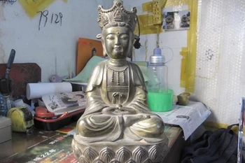 

Chinese Folk temple Buddhism classic Bronze Kwan-Yin GuanYin Buddha Statue