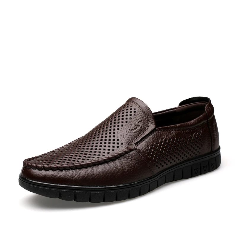 Роскошные Мужские модельные туфли; черные мужские лоферы; официальная обувь; обувь из натуральной кожи; слипоны; офисные туфли; мягкая удобная обувь - Цвет: Brown Hole