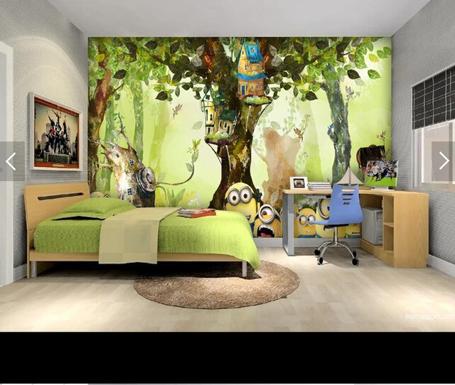 Aangepaste animatie behang, Bos kleine gele man cartoon ... Aangepaste animatie behang, Bos kleine gele man cartoon ...