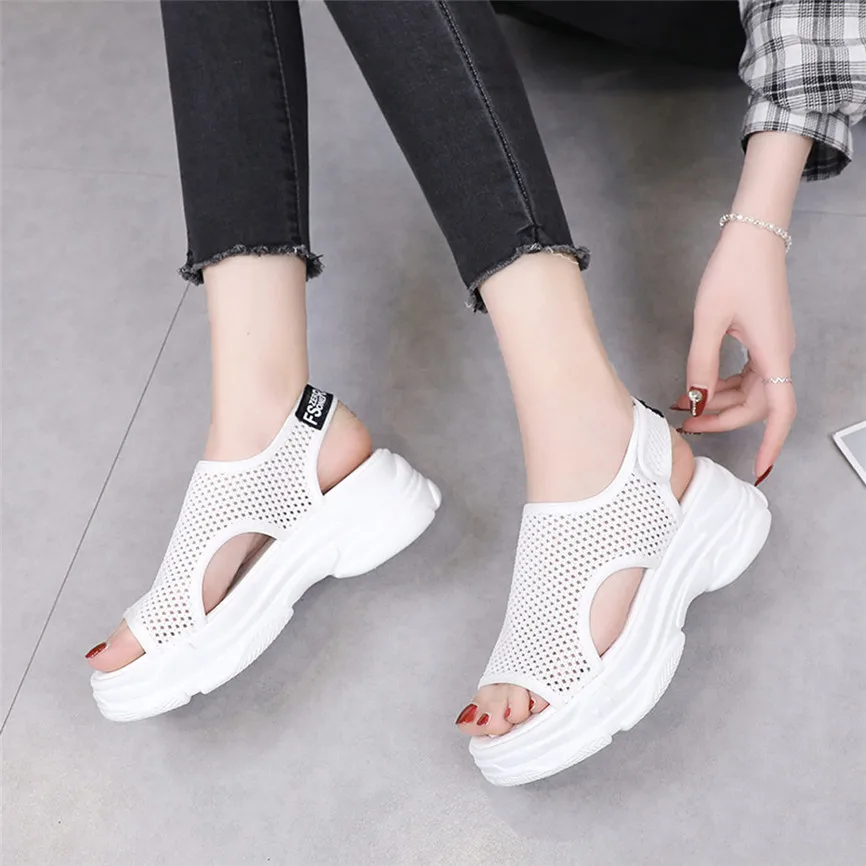 

Women Summer Shoes Sandals Casual Muffin Sole Mid-Heels Flat Open Toe Low To Help Breathable Comfy Platform Sandals jun