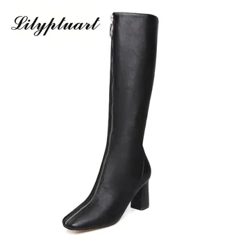 

European and American style TPR bottom microfiber material, but knee boots, thick head and zipper design riding boots