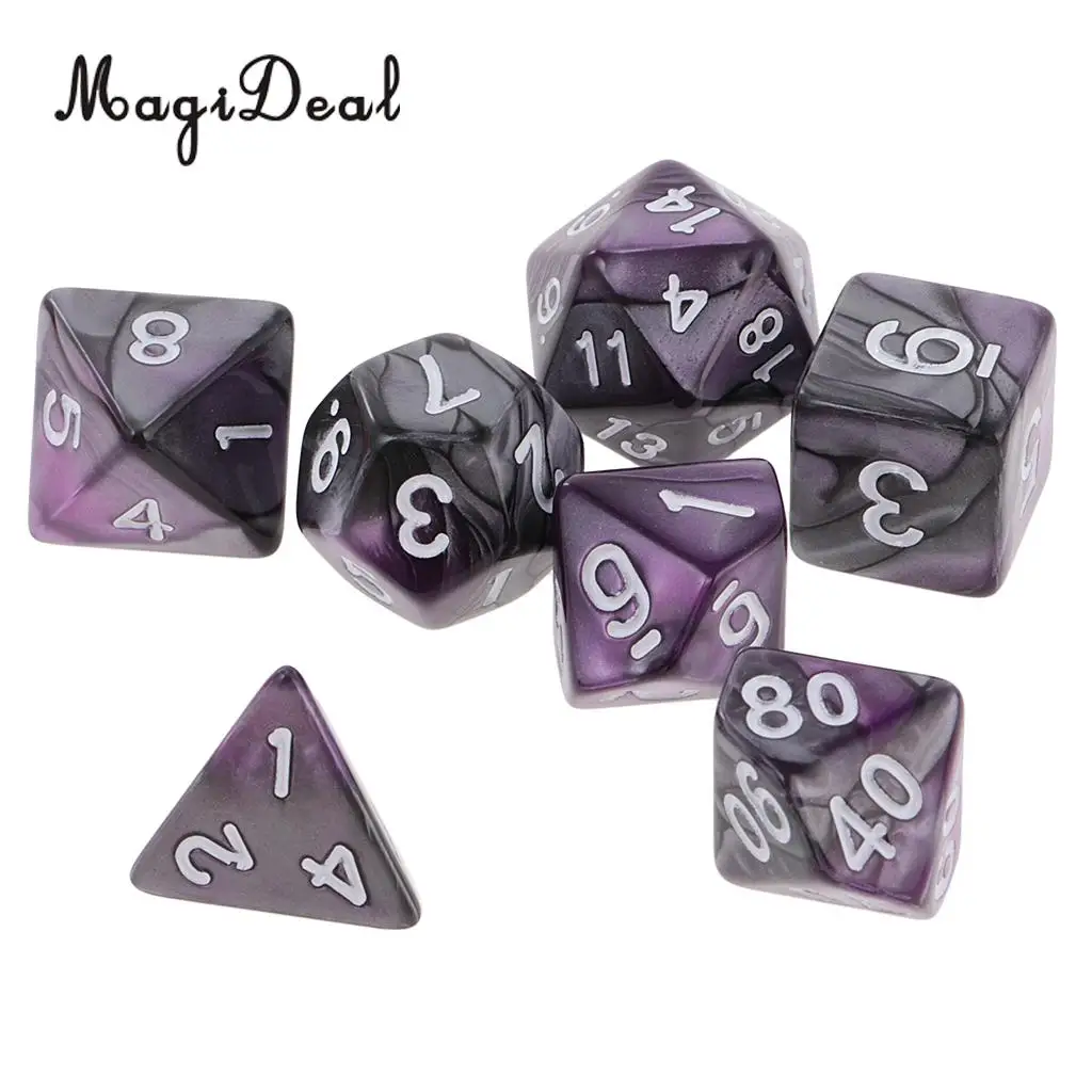 MagiDeal 7Pcs/Lot Acrylic Polyhedral Dice 16mm for Dungeons and Dragons Table Games Family Party Club Bar Funny Toys 6 Colors