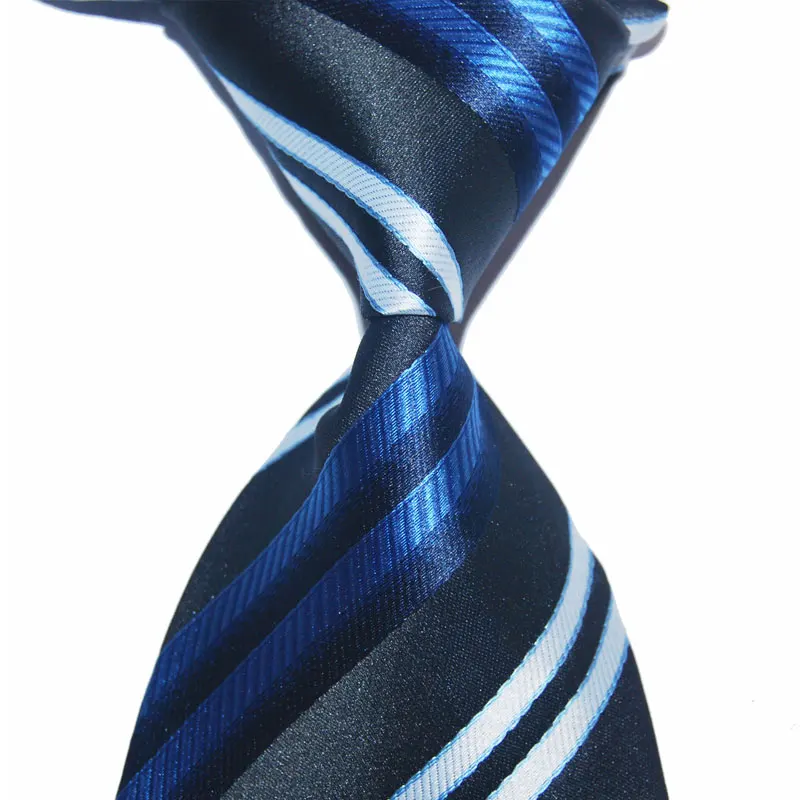 Шелковый галстук в полоску, подарок для мужчин, галстук 10 см, ширина, модный, жаккардовый, тканый, праздничная одежда, деловой костюм, Рождество, свадьба, вечеринка, новинка - Цвет: Blue