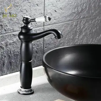 

Gourd style Promotion Black Brass Bathroom Faucet single ceramic Handle basin Sink Mixer Tap 2124