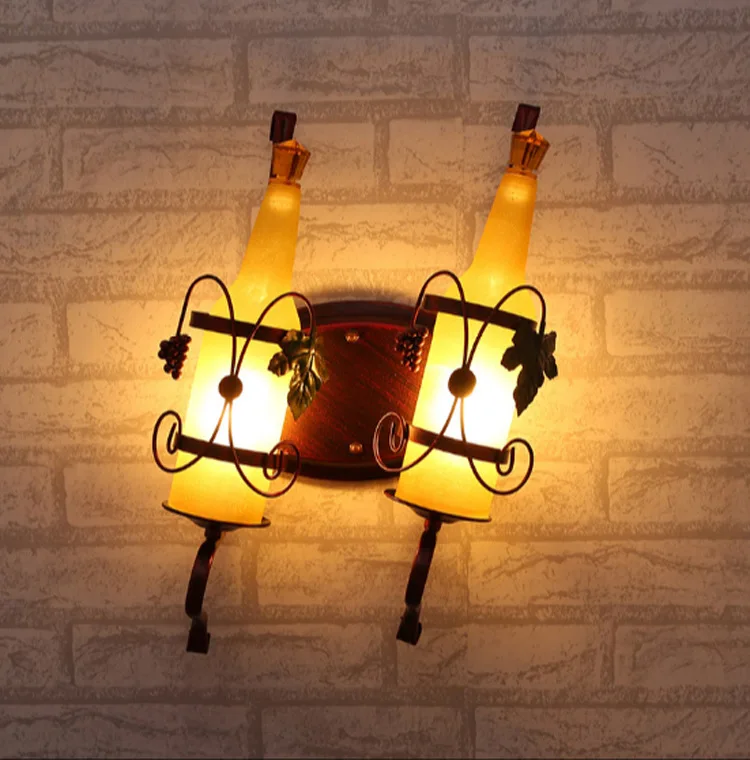 Винтажный деревенский настенный светильник с пивной бутылкой для бара, спальни, прихожей, балкона, декора E27 светодиодный светильник, домашнее освещение BRIGHTINWD
