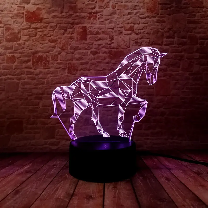 

Horse action & toy figures 3D Illusion Led Lamp Colorful Touch Nightlight Flash Lighting Glow in the Dark Luminous Model