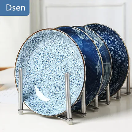 

[4 Pack] Jingdezhen ceramic tableware 7 inchs plate tray set Creative dishes Home Japanese-style Dinnner round plate