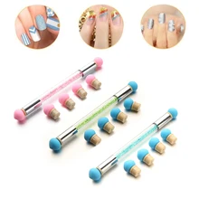 Elecool Двухсторонняя щетка карандаш ручка со стразами рисунок цветущий карандаш для принта ногтей ручка инструменты для дизайна ногтей с 4 губчатыми головками