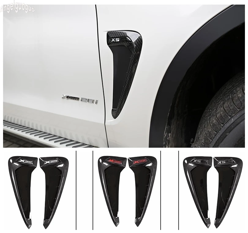 2 Pcs Carbon style For BMW X5 F15 2014-17 Acessories Car Front Fender Decoration Side Air Vent Nozzle Car-styling Cover Sticker