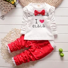 New children girls clothing sets baby Letters printed casual clothes bow tops t shirt leggings pants baby kids 2 pcs suit 1-4 Y