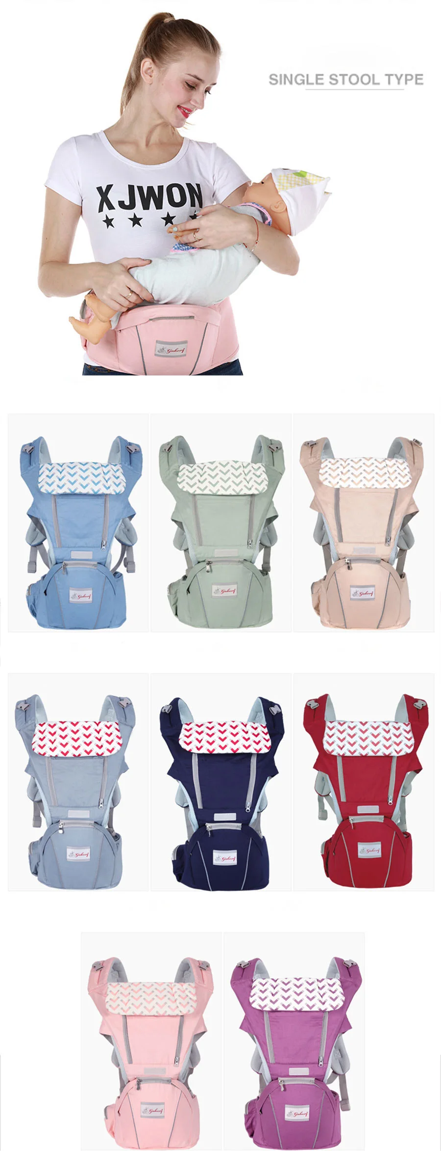 Gabesy Ergonomic Baby Carrier Infant Kid Baby Hipseat Sling Front Facing Kangaroo Baby Wrap Carrier for Baby Travel 0-36 Months