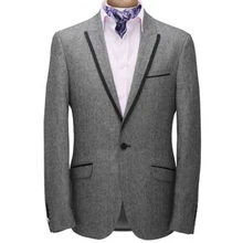 Изготовленный на заказ, чтобы измерить мужской костюм сшитый на заказ, мужские серые костюмы на заказ с черным карманом сайдинга, смокинг на заказ