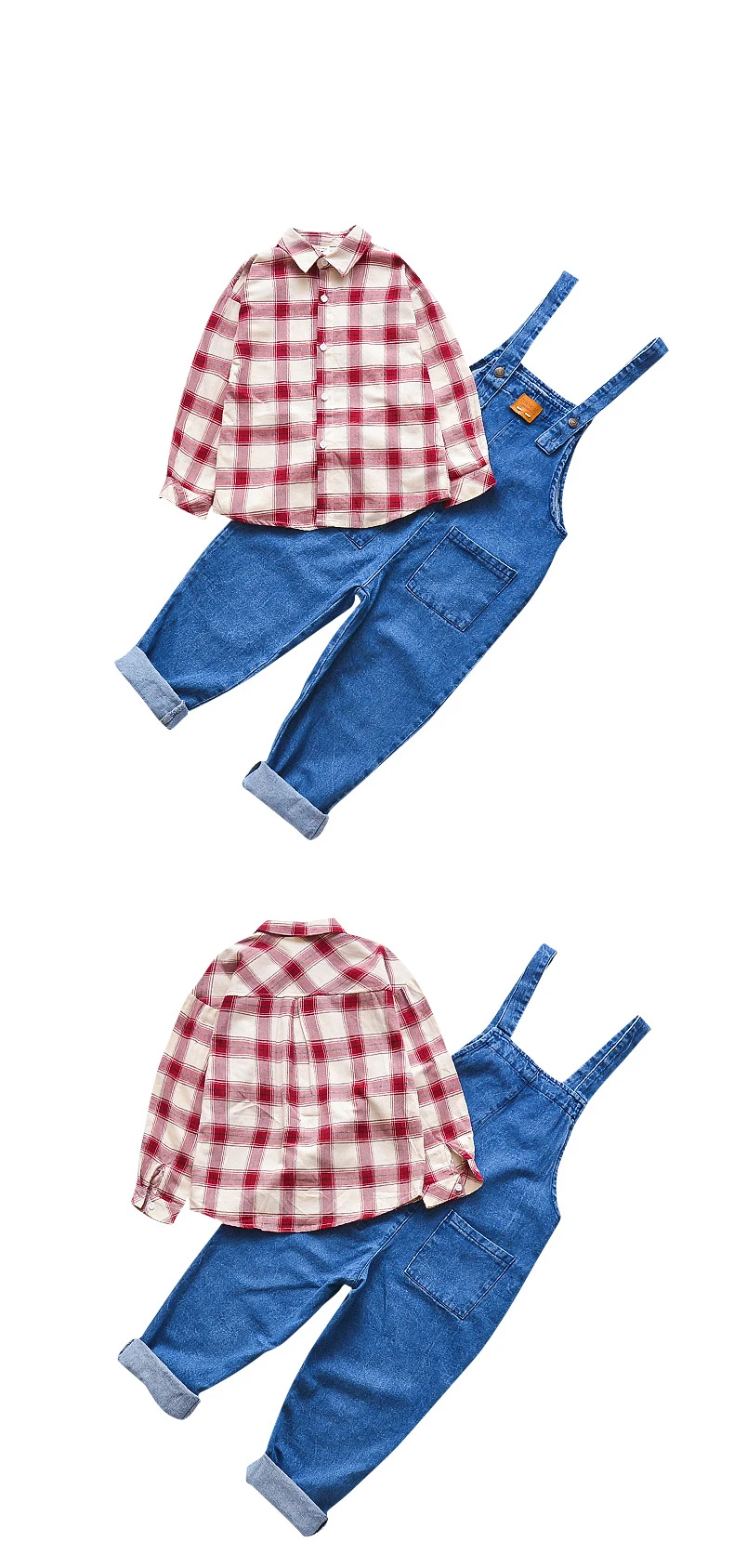 2018 Kids Girls Clothes Set Baby Girl Autumn Long Sleeve Plaid shirt +Harem suspenders Pants 2PCS Outfit Children Clothing Set (7)