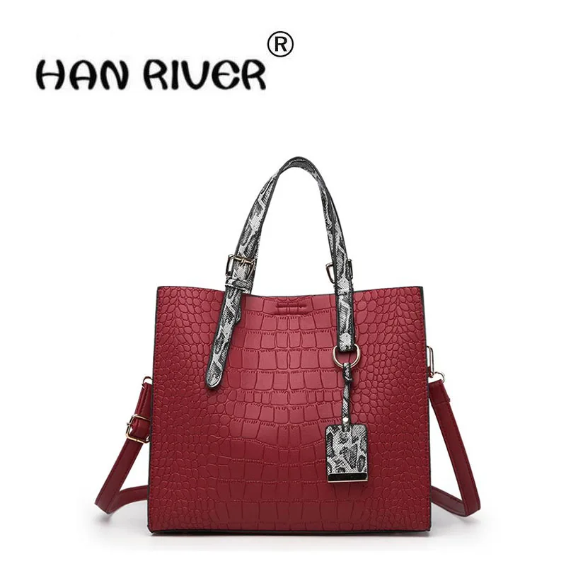 

HANRIVER 2018 The new portable ladies of summer are simple and fashionableKiller bag with croc stripe on one shoulder