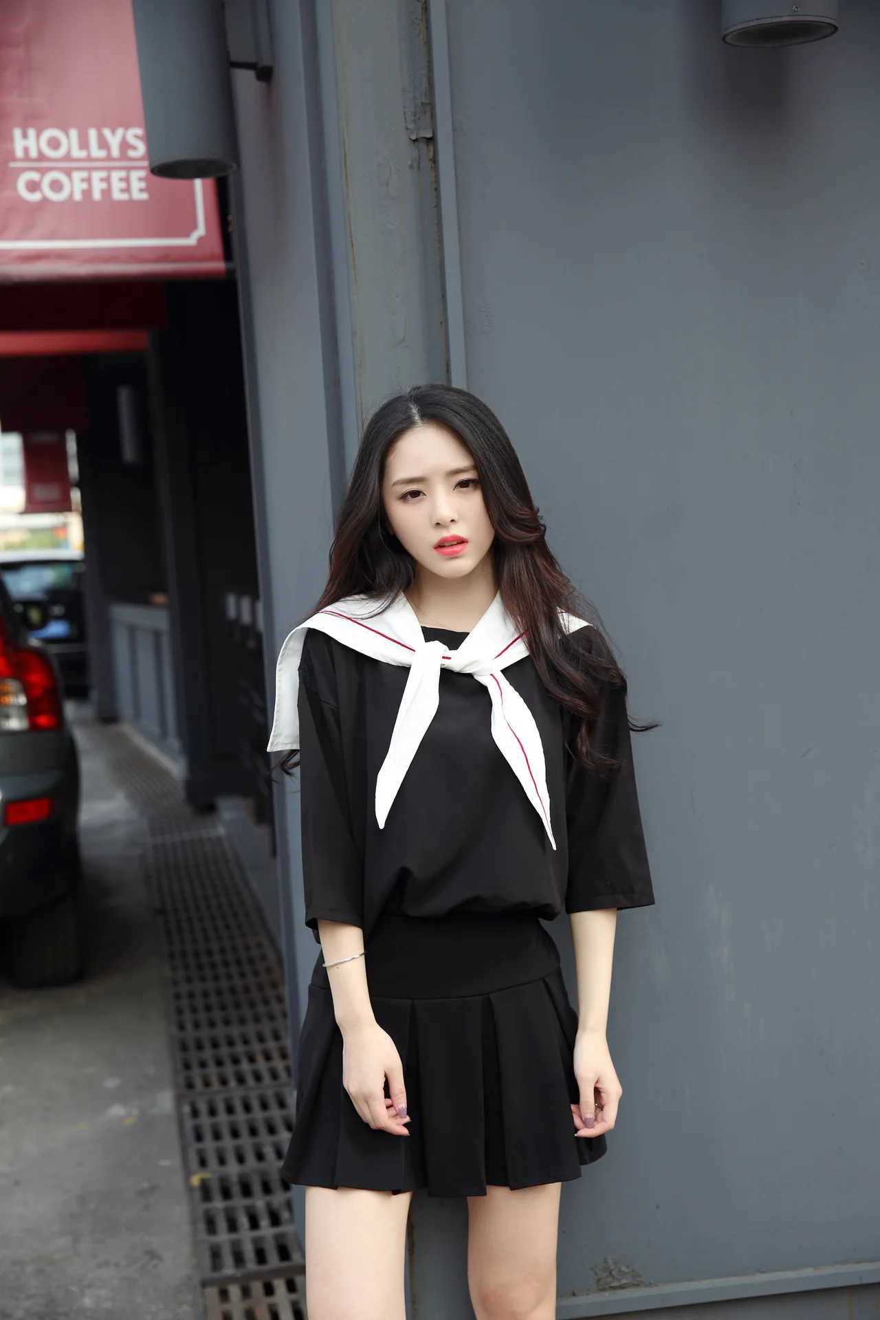 Японская Студенческая одежда маленькая свежая школьная форма для девочек класс обслуживание Классический костюм моряка летнее платье комплект - Цвет: black