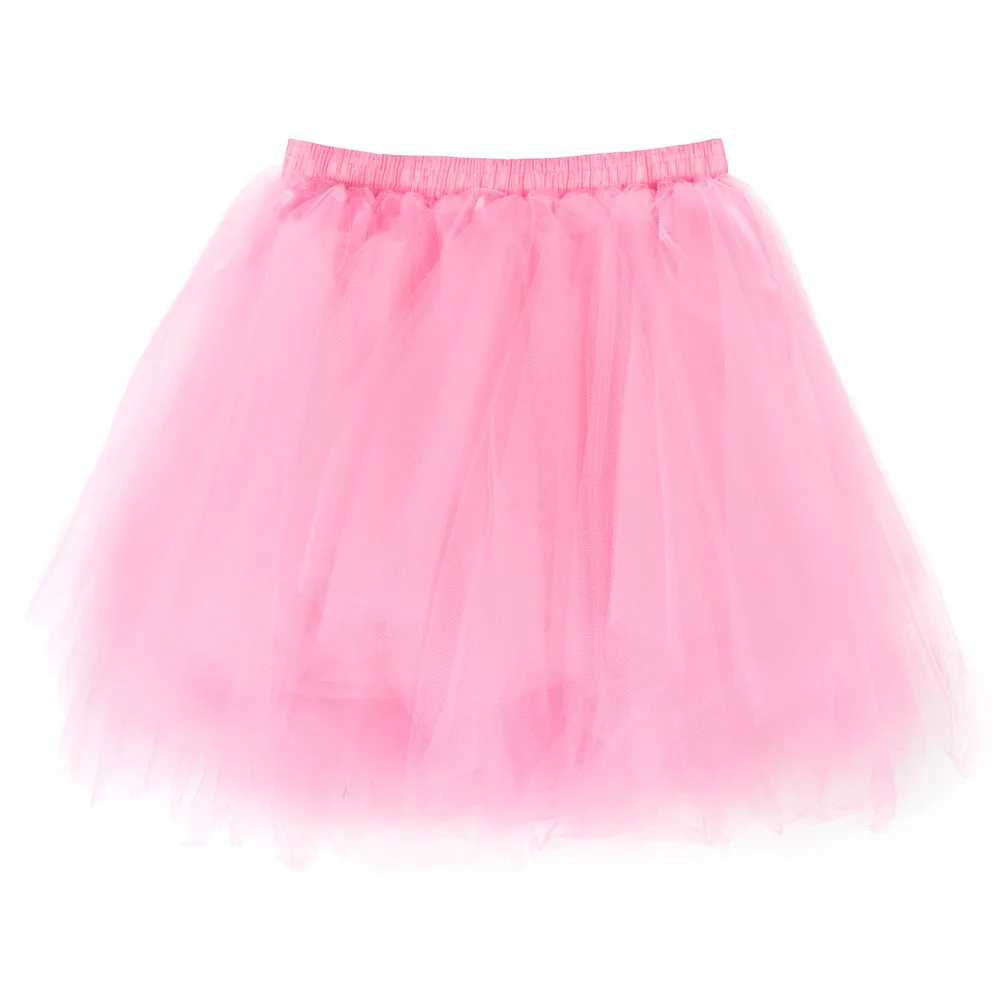 Модная пикантная фатиновая юбка принцессы, плиссированная юбка-пачка для танцев, Короткие газовые юбки, Дамская бальная юбка средней длины ярких цветов, юбки для вечеринок - Цвет: Розовый