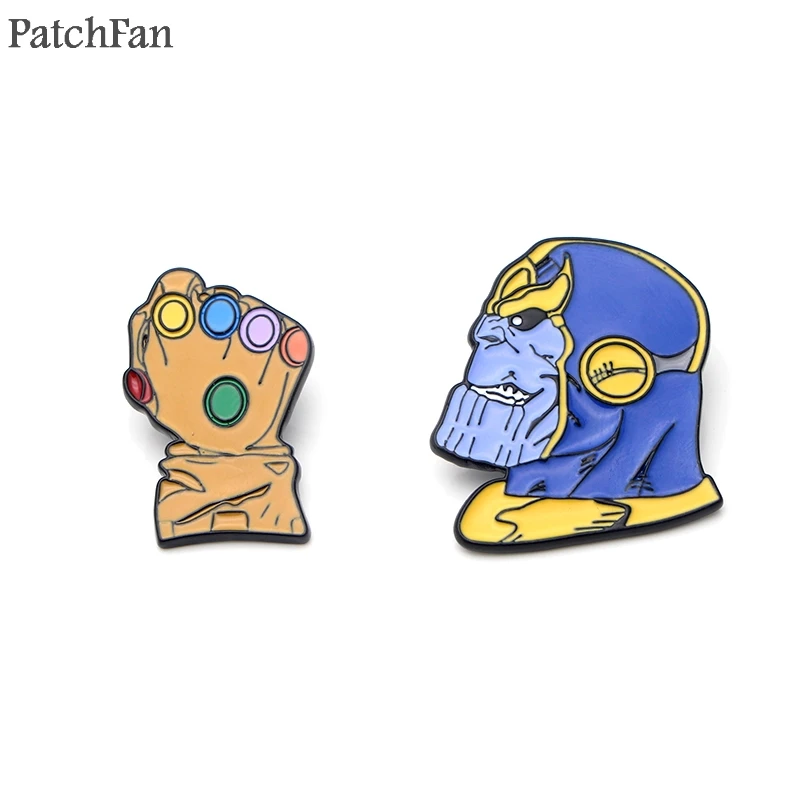 Patchfan Thanos Infinity Gauntlet цинковые булавки para рюкзак галстук Одежда для сумки рубашка Значки броши для мужчин и женщин A0969 - Цвет: 2pcs mixed