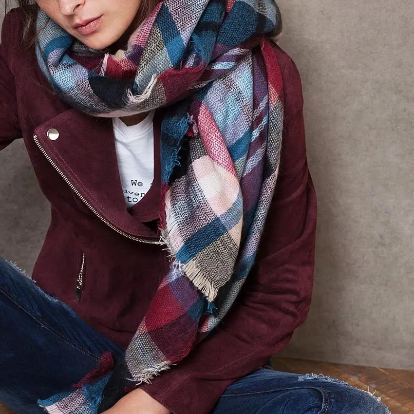 140*140cm British Style Colorful Square Plaid Scarves Brand Warm Winter
