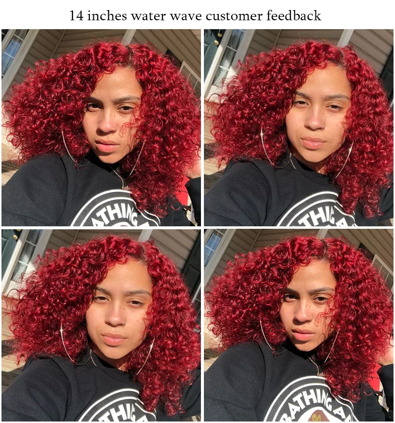 3 Brazilian Red Water Wave Bundles With Closure Human Hair Bundles