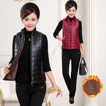 

2020 New Fashion Women Sleeveless Coat Autumn Winter Warm Vest Female Slim Outwear Coat Mother's Zipper Waistcoat Tops