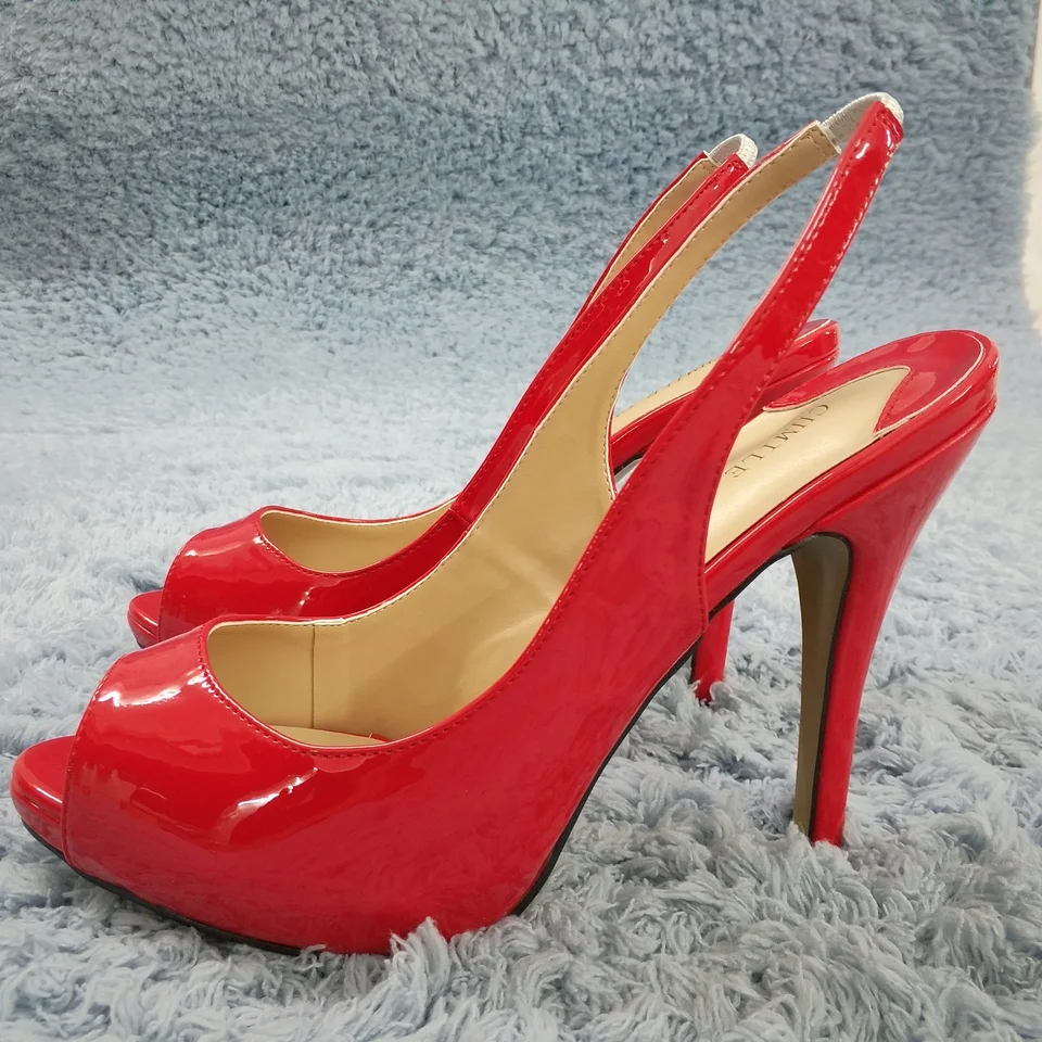 red patent slingbacks