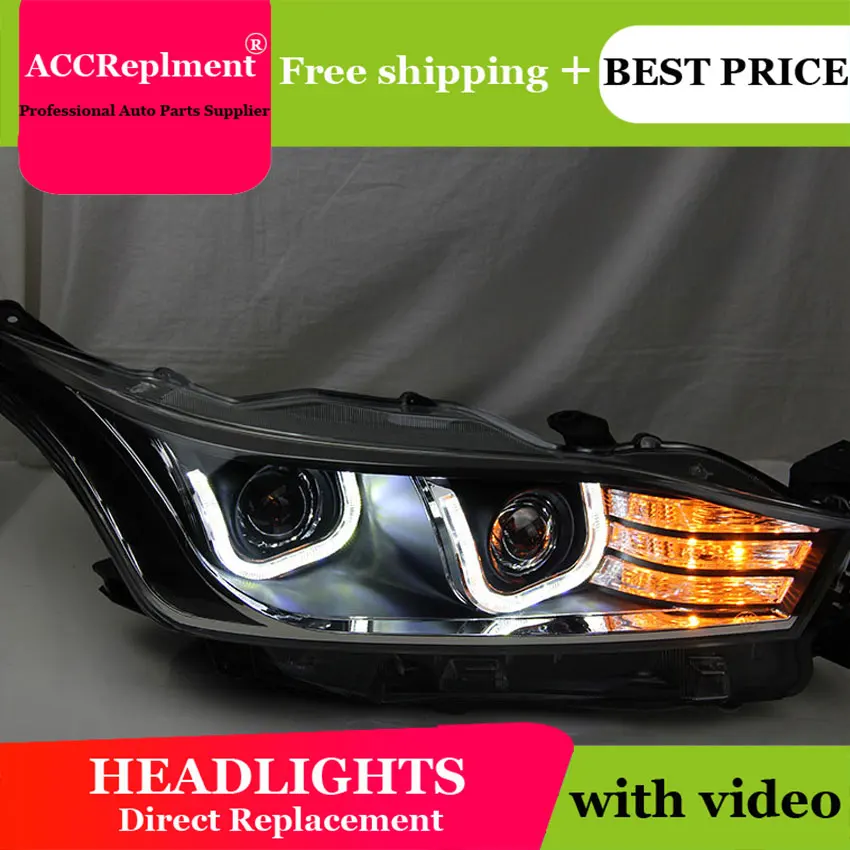 Авто освещение стиль светодиодный фонарь для Toyota YARiS L фары 2014 2016 двойной U drl H7 hid Bi