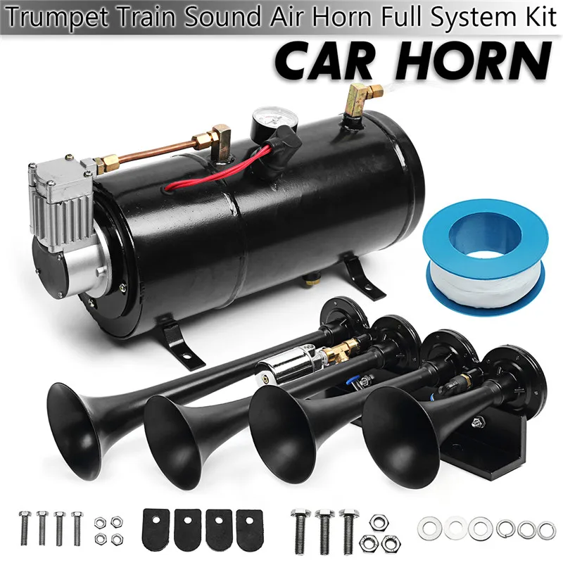 Truck 4 Trumpet Musical Car Air Horn with 12v 150PSI Air Compressor kit