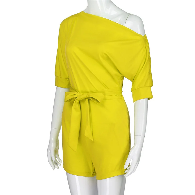 2018 Hot Sale Women's Summer Jumpsuit Sexy Off Shoulder Ruffle Short Romper Fashion Casual Party Jumpsuit  Rompers Holiday #J28 (9)