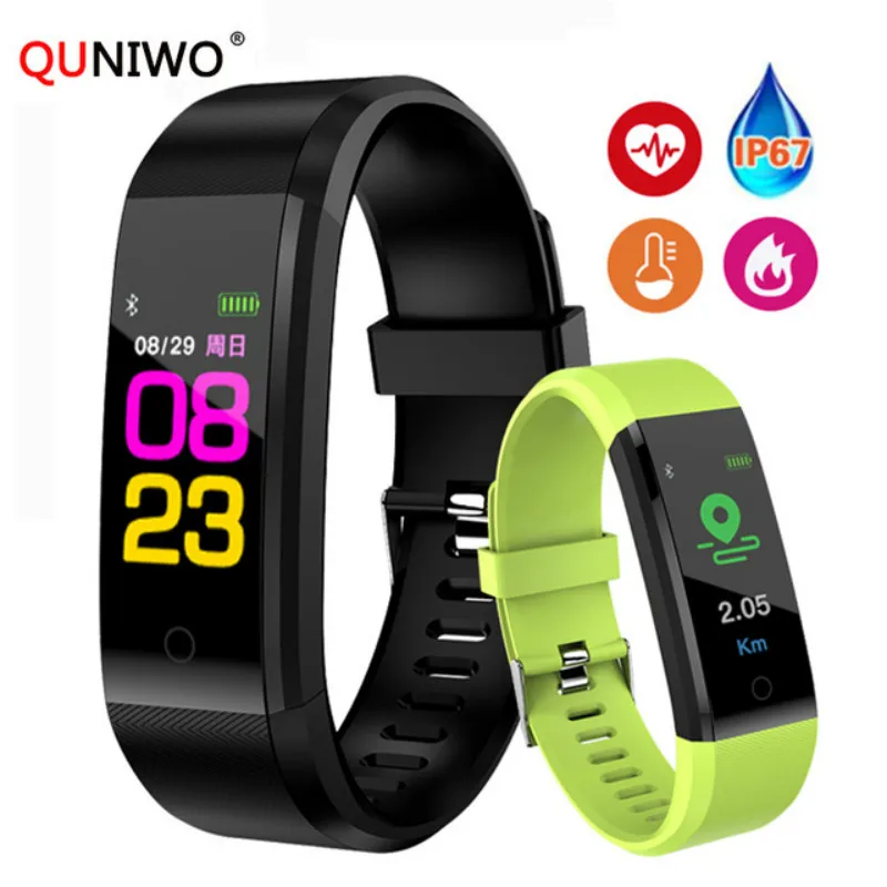 New Smart Wrist Band Bracelet Fitness Heart Rate Blood Pressure Pedometer Sports Wristband Smart Watch Men Women For IOS Android