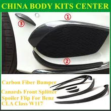 Mercedes cla бампер из углеродного волокна Canards передний разделитель спойлер флип для Benz cla Class W117 CLA45 AMG CLA180 CLA200 CLA250 2013