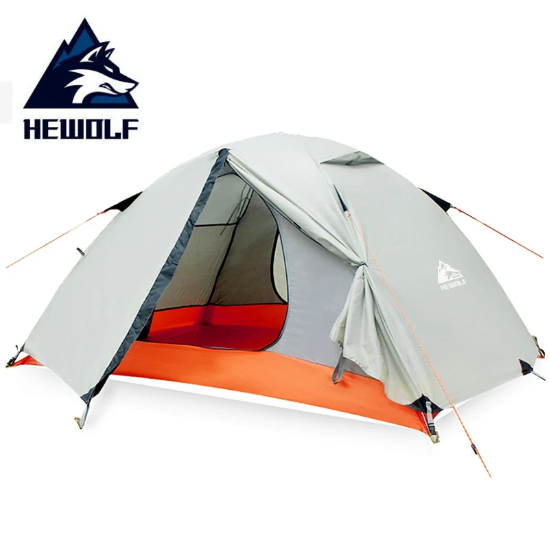 Baratos Hewolf 2 personas tiendas de campaña impermeables para recreación al aire libre Doble Capa 4 estaciones senderismo pesca playa tiendas de turismo
