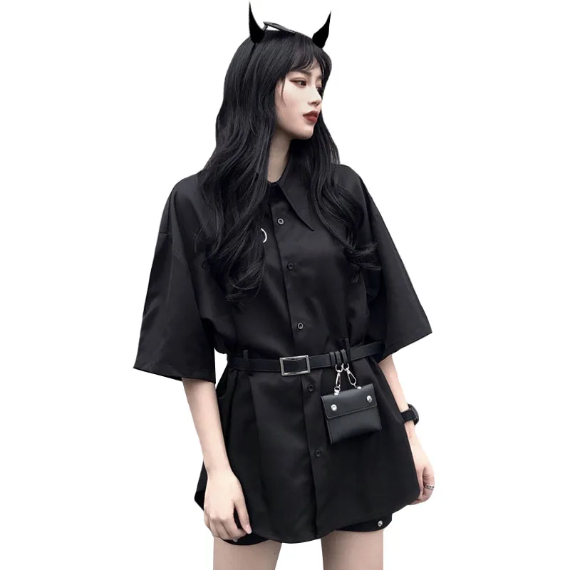Mihoshop Ulzzang Корейская женская модная одежда крутая панк уличная Harajuku рубашка с