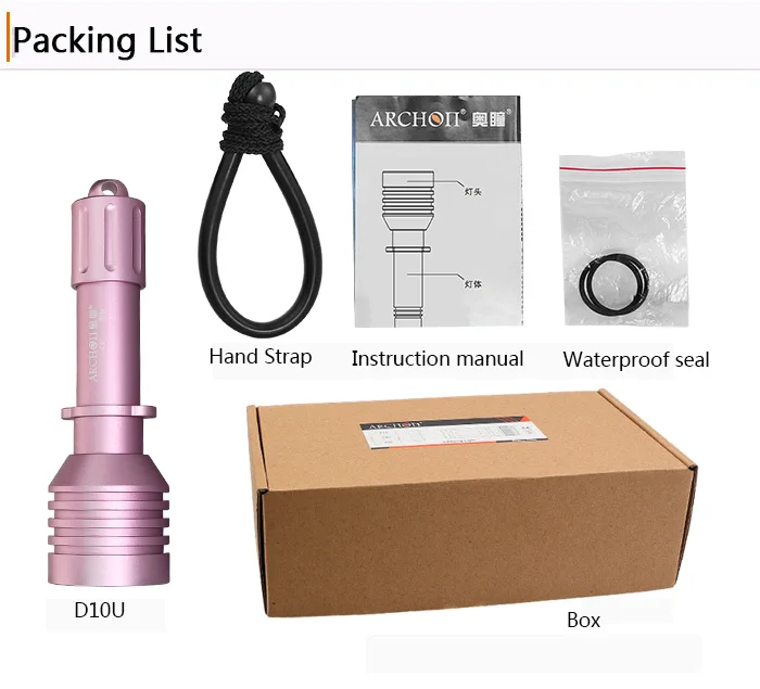 ARCHON D10U дайвинг вспышка светильник CREE XM-L2 U2 светодиодный Макс 800 люмен масштабируемый фонарь для фотографирования ручной подводный светильник