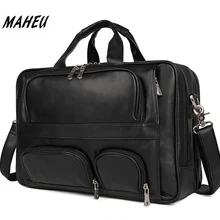 MAHEU черный мужской кожаный портфель дорожные сумки для ноутбука официальные деловые сумки на колесах мужская сумка-тоут сумка на плечо 17"