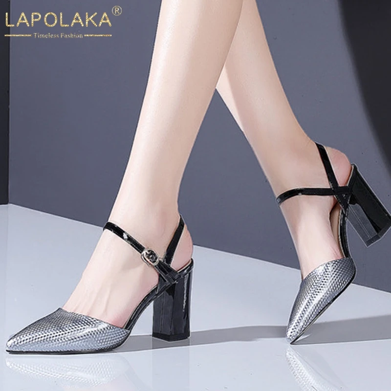 

LAPOLAKA New Elegant ankle-strap Pointed Toe Genuine Leather Ladies High Heels Shoes Woman Party Luxury Summer Sandals