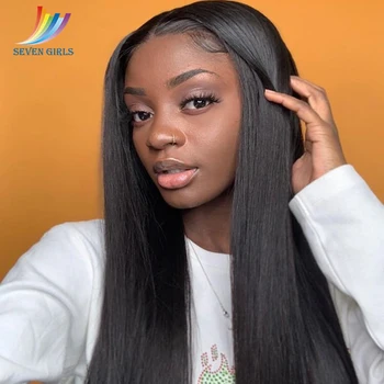 Sevengirls Brazilian Straight Hair 4*4 Lace Frontal Wigs 100% Virgin Hair Natural Color Free Part Human Hair Wigs Free Shipping free shipping wigs