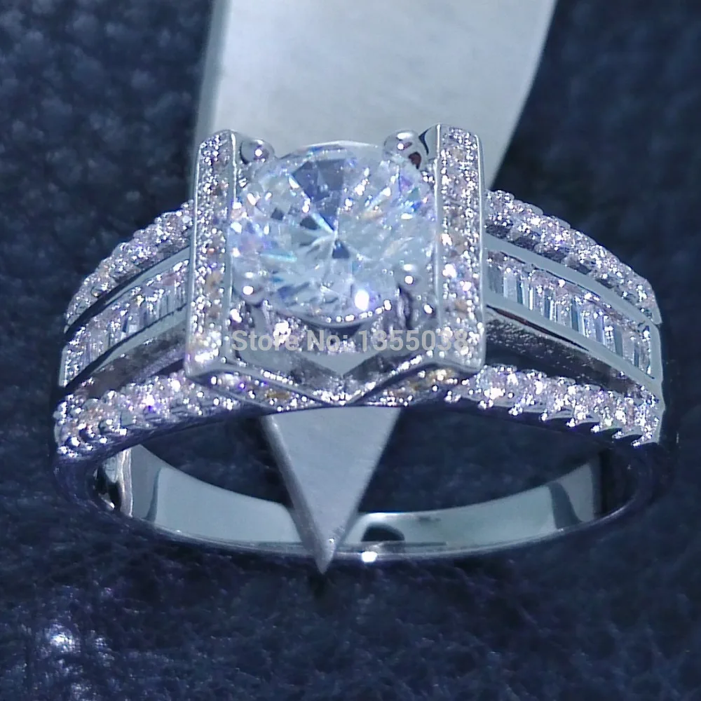 Fashion Jewelry Eiffel Tower Style Jewelry Gem 5A Zircon stone 925 Sterling silver Wedding band