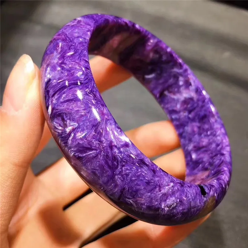 

57.2mm Genuine Natural Purple Charoite Bangles Gemstone Crystal 18X7.4mm Size For Women Female Gift Fashion Bangle Certificate