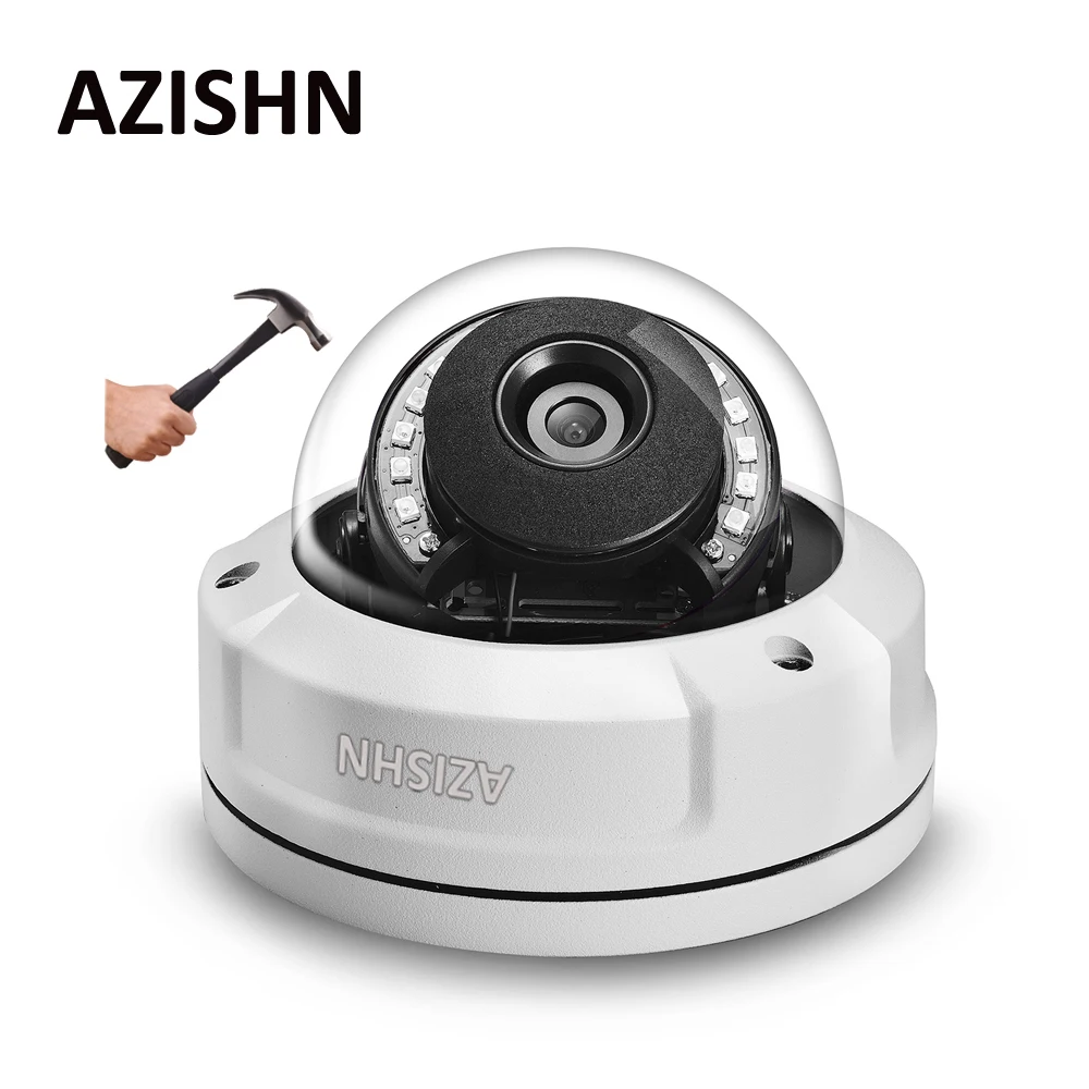AZISHN Антивандальная H.265 ip камера 2 МП 4 25 кадров/с ONVIF 12IR IP66 металлическая