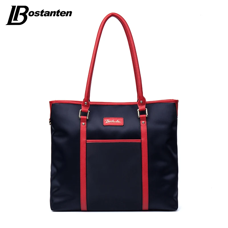 Bostanten Shoulder Bags Nylon Casual Tote Fashion Red/Brown Top Zipper