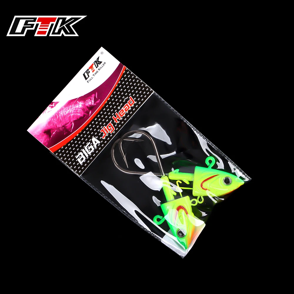 Рыболовный крючок с джиг головкой FTK 2 шт. 45 г/55 г/80 г со свинцовой для мягкой