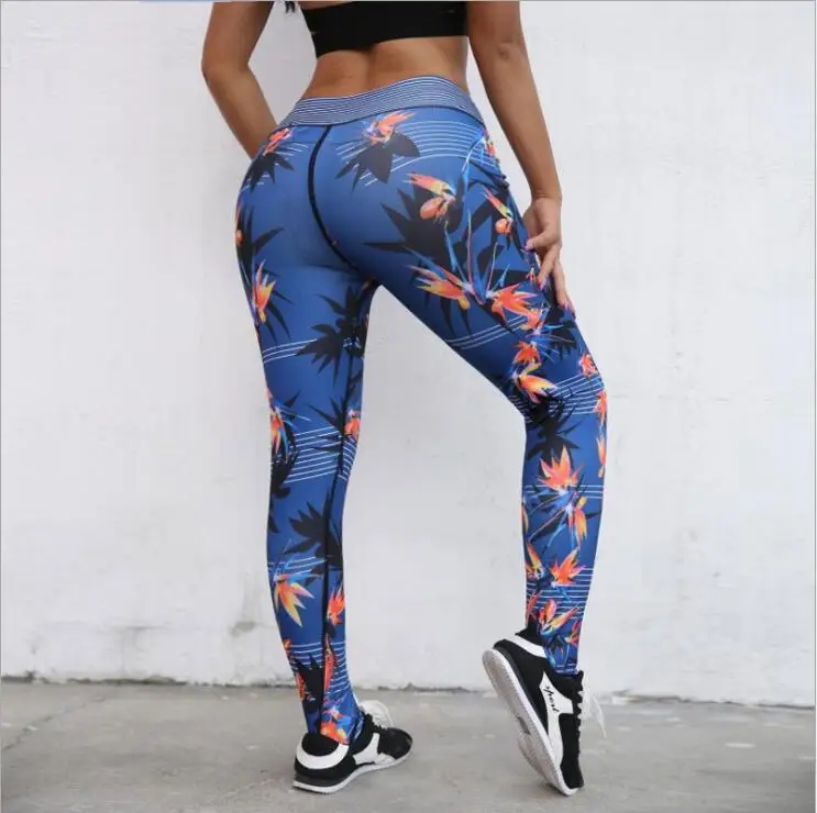 

2019 Women Push Up Yoga Pants High Waist Fitness Tights Striped Sport Leggings Gym Workout Plus Size Running Trousers