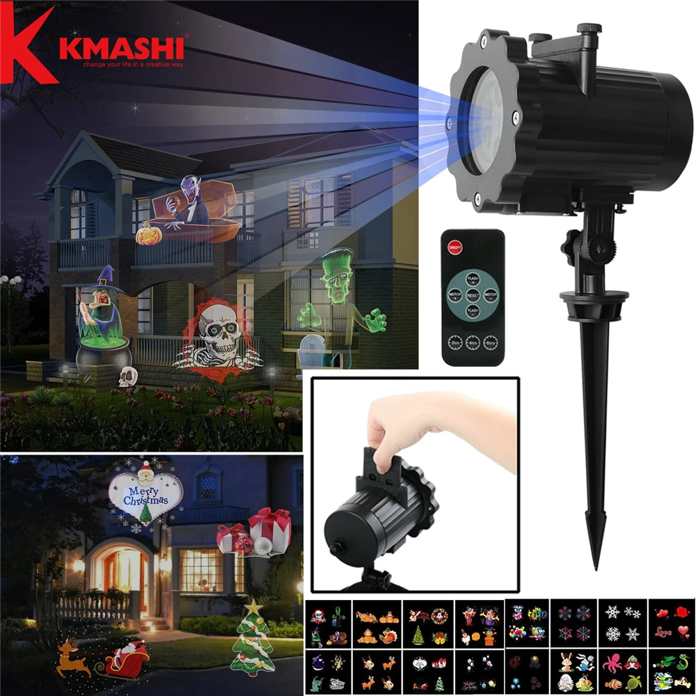 Kmashi LED Projector Light-16 Replaceable Slides with Remote Control Auto On/Off Timer Show Landscape Waterproof IP65 Spotlight Kmashi LED Projector Light-16 Replaceable Slides with Remote Control Auto On/Off Timer Show Landscape Waterproof IP65 Spotlight