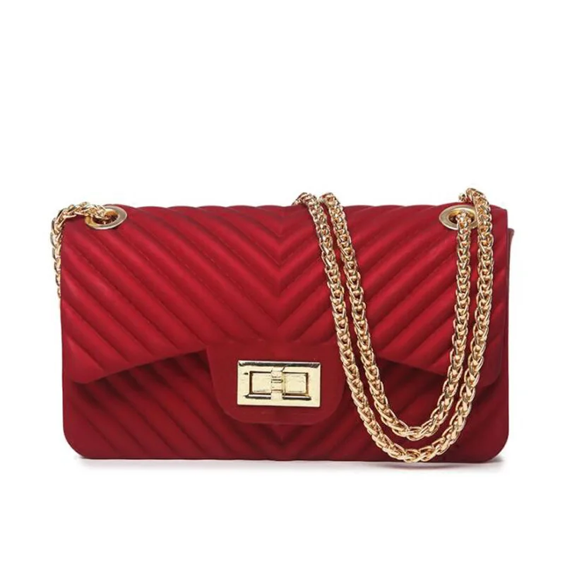 Red Women/'s Fashion Shoulder Bag Cross body Handbag Jelly Chain Bag